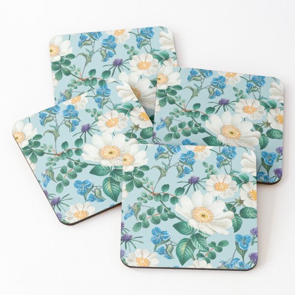 Item preview, white floral seamless pattern designed and sold by ReadyArt.