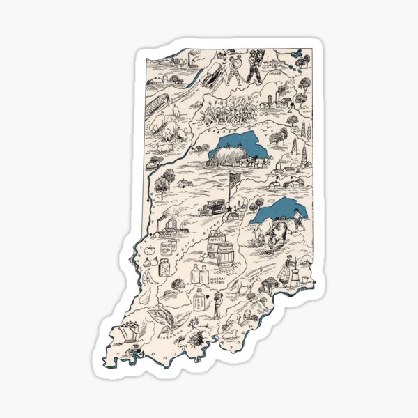 Indiana Vintage Picture Map Sticker