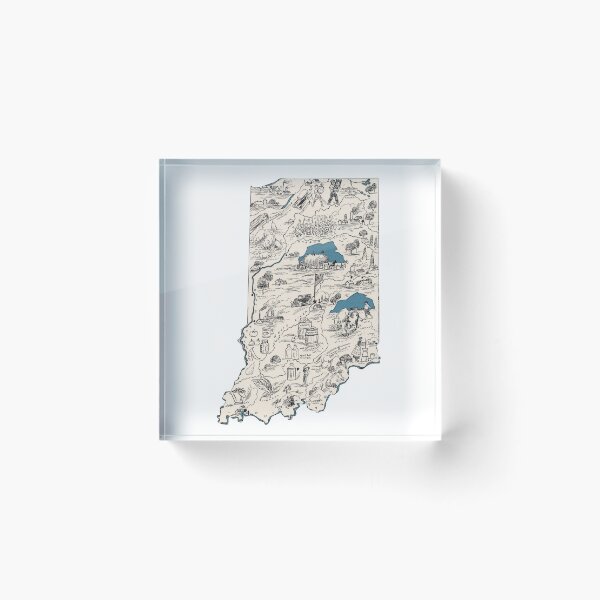 Item preview, Indiana Vintage Picture Map designed and sold by surgedesigns.