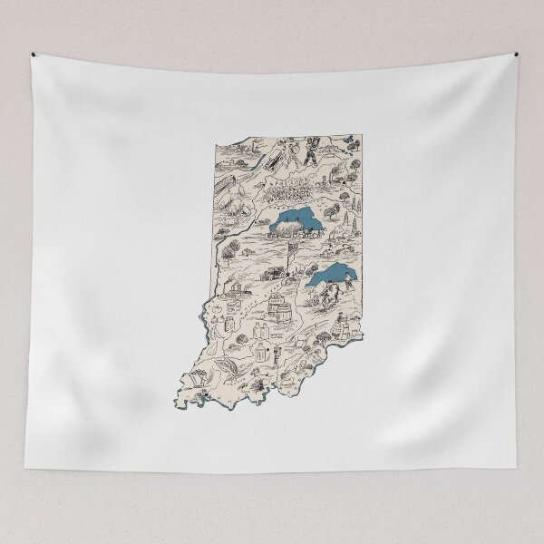 Item preview, Indiana Vintage Picture Map designed and sold by surgedesigns.