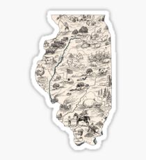 Illinois Vintage Picture Map Sticker