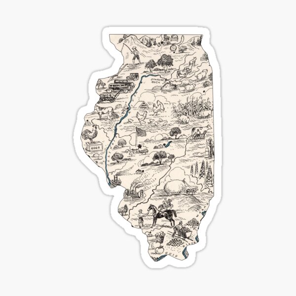 Illinois Vintage Picture Map Sticker