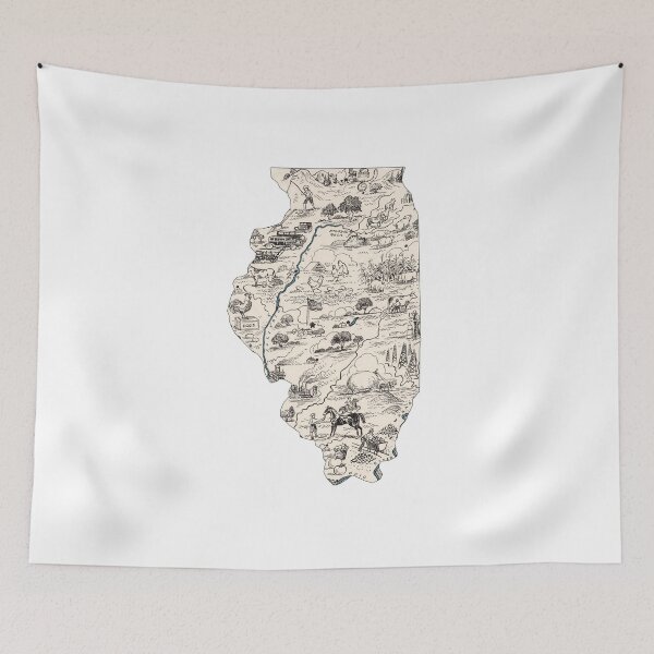 Item preview, Illinois Vintage Picture Map designed and sold by surgedesigns.