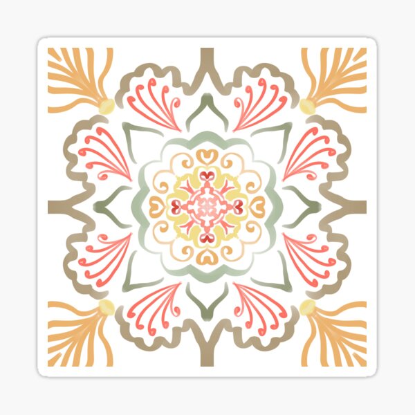 Floral design simulating old tile Sticker