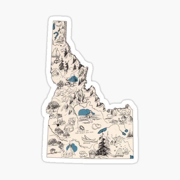 Idaho Vintage Picture Map Sticker