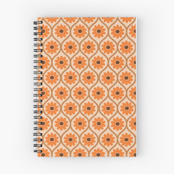 Item preview,  Retro orange flower pattern on  geometric oval ogee  shapes  designed and sold by Yasminepatterns .
