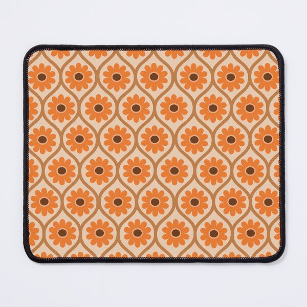 Item preview, Retro orange flower pattern on geometric oval ogee shapes designed and sold by Yasminepatterns .