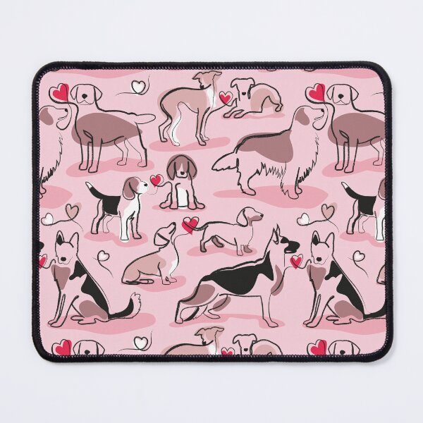 Item preview, Woof endless love // pastel pink background pink hearts continuous lined pair of dog breeds designed and sold by SelmaCardoso.