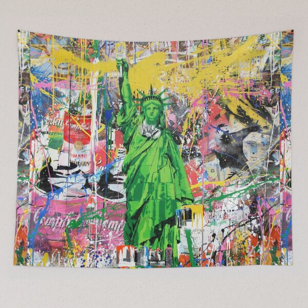Item preview, Statue Of Liberty Holding Paintbrush Pop Culture Street Art Mashup designed and sold by WE-ARE-BANKSY.