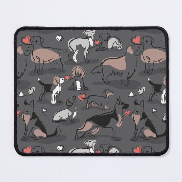 Item preview, Woof endless love // charcoal grey background coral hearts continuous lined pair of dog breeds designed and sold by SelmaCardoso.