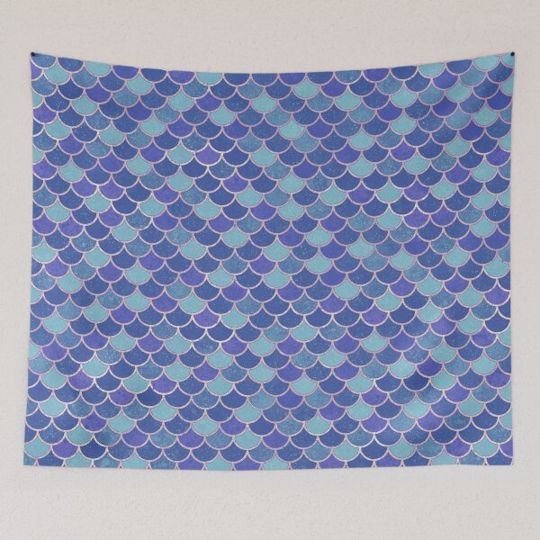 Item preview, Blue Mermaid Scales Pattern with Light Lines designed and sold by Saanis.