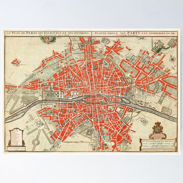 Item preview, Vintage Paris Map circa 1730 designed and sold by est1881.