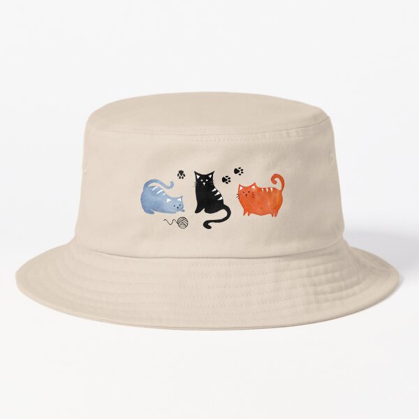 Aperçu de l'œuvre Motif de chat ludique à l'aquarelle orange et bleue créée et vendue par adenaJ.