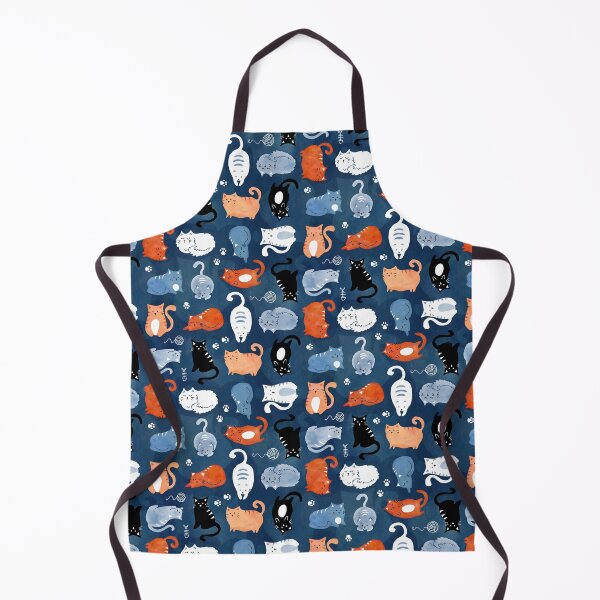 Item preview, Playful cat pattern in orange and blue watercolor designed and sold by adenaJ.