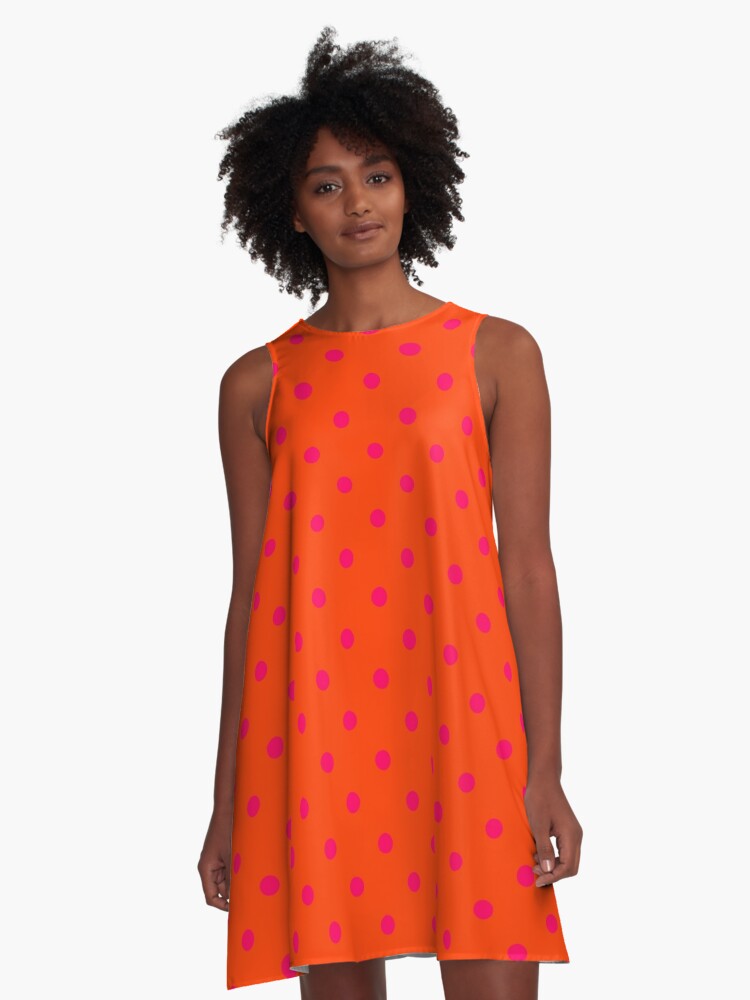 pink and orange polka dot dress