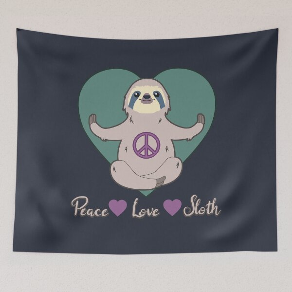 Item preview, Peace Love Sloth Blue Tone designed and sold by MindfulMeta.