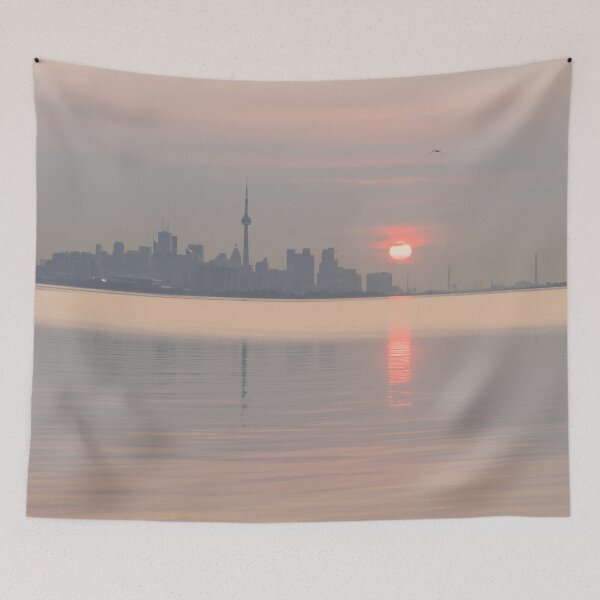 Item preview, Candy Pink Sunrise Behind Toronto Skyline designed and sold by Georgia Mizuleva.