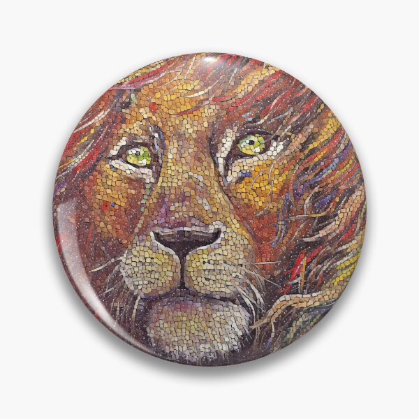 Item preview, Mosaic Lion Pop Art Style Rainbow hair Green eyes Animal designed and sold by MariDaniArt.