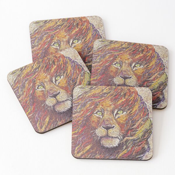 Item preview, Mosaic Lion Pop Art Style Rainbow hair Green eyes Animal designed and sold by MariDaniArt.