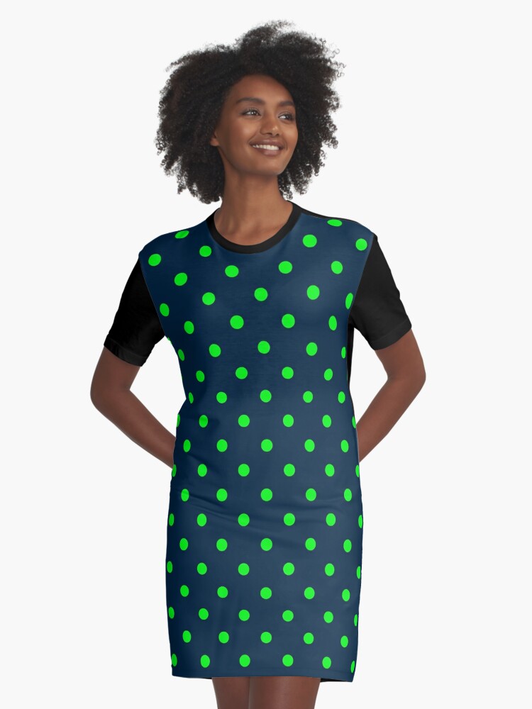 lime green and navy blue dress