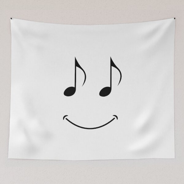 Aperçu de l'œuvre Notes de musique Smiley Face pour les musiciens positifs et les mélomanes heureux créée et vendue par Funwithmusic.