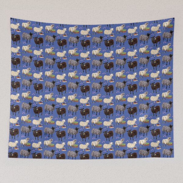 Item preview, Sheep pattern in peri blue designed and sold by EskTuulispaa.