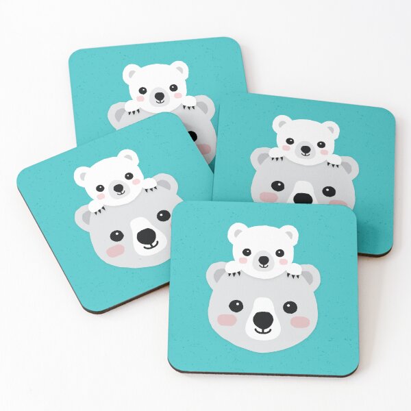 Item preview, Polar Bear with Cub - Aqua designed and sold by Daisy Beatrice.