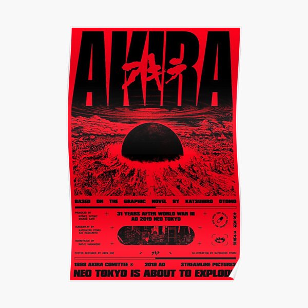Explosion de la ville cyberpunk d'Akira Poster