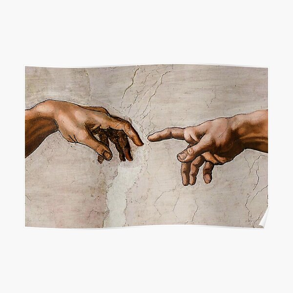 Poster « MichelAnge Mains de Dieu le Père et d'Adam, Plafond de la