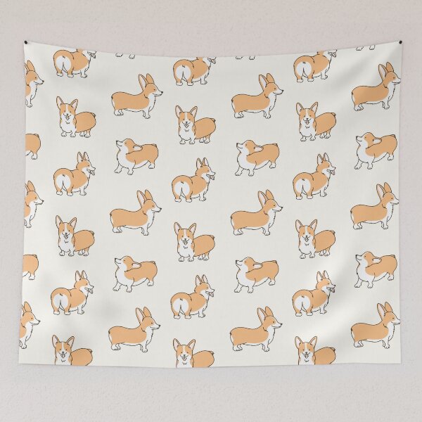 Item preview, Corgi butt dog bone pattern happy boy peachy female male girl designed and sold by SmallOrbit.