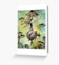 Undersea Steampunk: Aurelia & her Jelly Cruiser Greeting Card