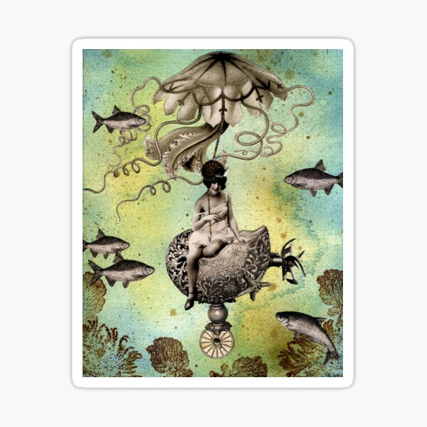 Undersea Steampunk: Aurelia & her Jelly Cruiser Sticker