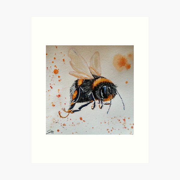 How to Paint a Bumblebee in Gouache on Black Watercolor Paper