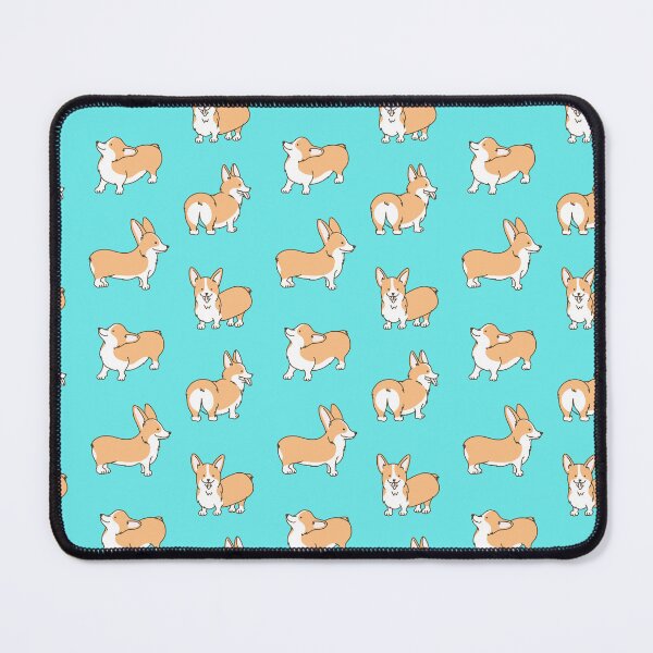 Item preview, Corgi butt dog bone pattern happy boy female male girl teal blue designed and sold by SmallOrbit.