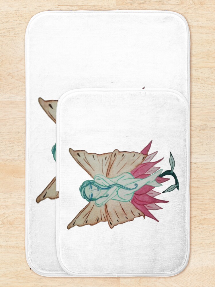 Thumbnail 5 of 6, Bath Mat, Fairycore Green Fairy Sitting on a Pink Flower designed and sold by LBlaze.