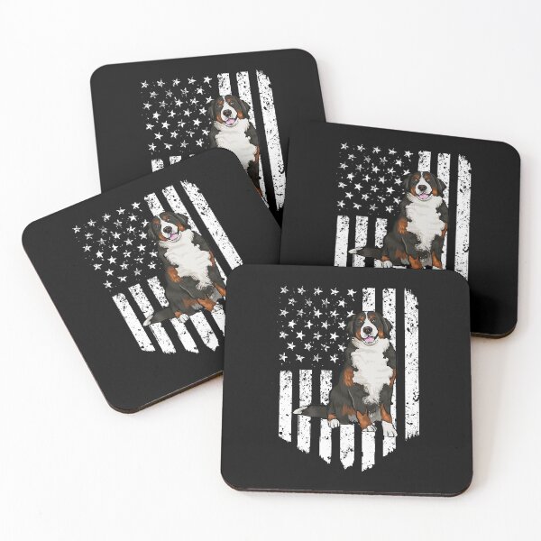 Item preview, Black White American Flag Bernese Mountain Dog 4th Of July designed and sold by HardiKel.