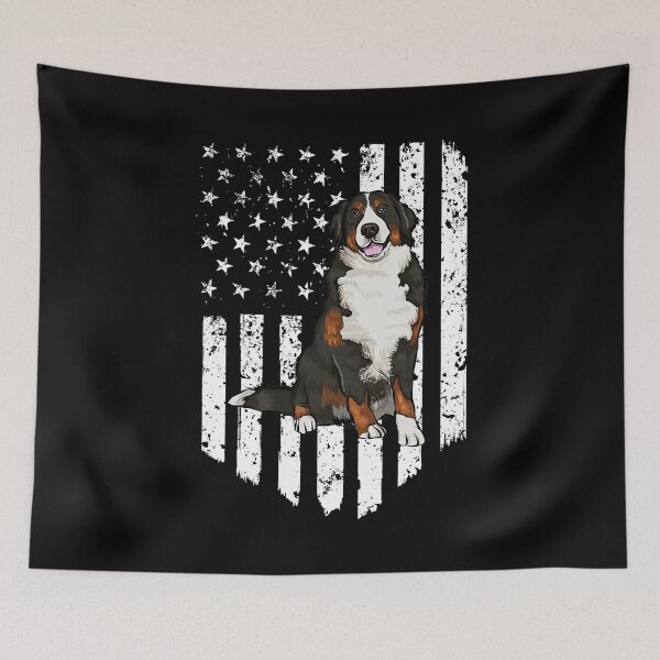 Item preview, Black White American Flag Bernese Mountain Dog 4th Of July designed and sold by HardiKel.
