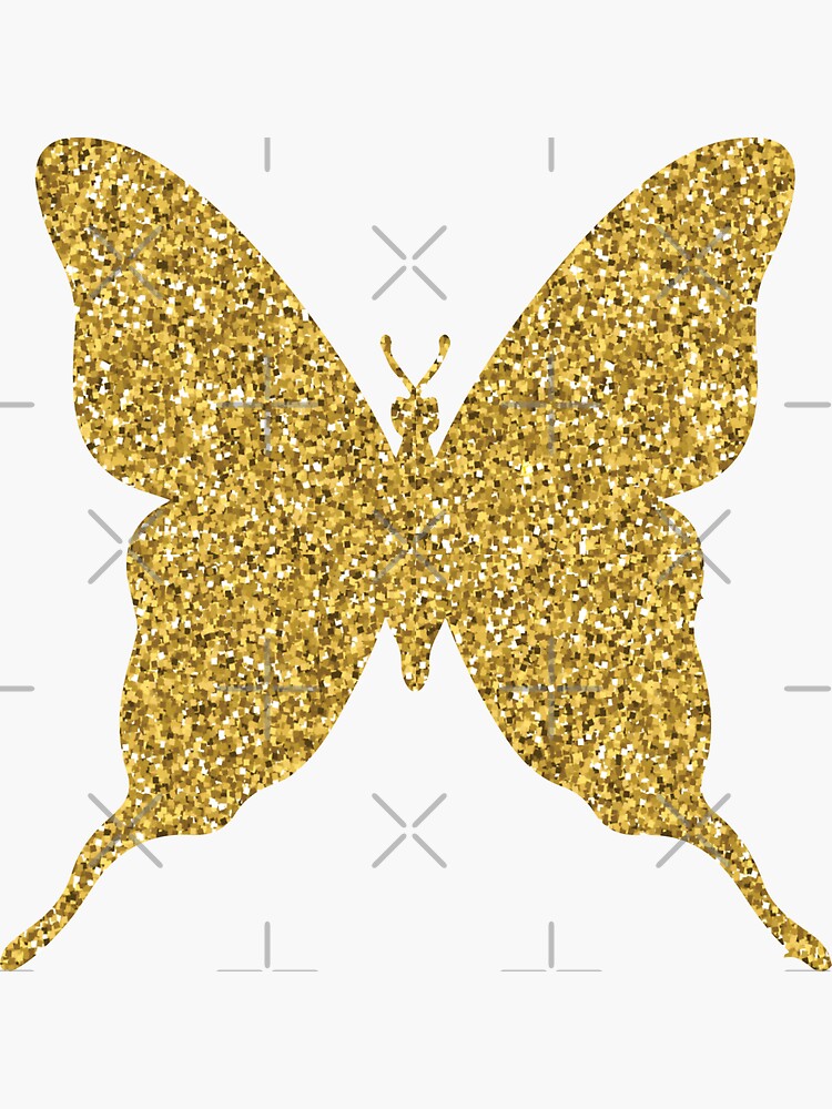"Golden Butterfly Glitter gold butterfly shiny abstract" Sticker for