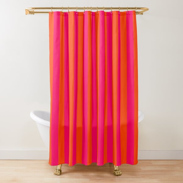 Wind Song Orange Hot Pink Green Butterflies Girls Printed Shower Curtain 