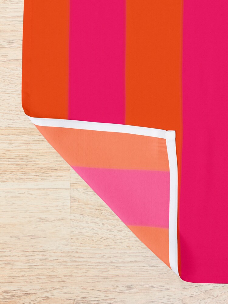Alternate view of Orange Pop and Hot Neon Pink Vertical Stripes Shower Curtain