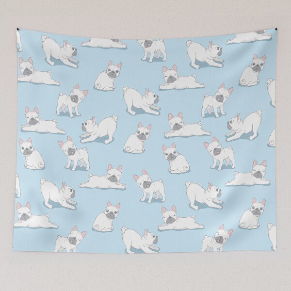 Artikelvorschau, Knickentenblau des glücklichen jungen weiblichen männlichen Mädchens des Hundeknochenmusters der französischen Bulldogge entworfen und verkauft von SmallOrbit.