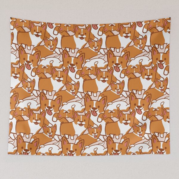 Item preview, Corgi pile butt dog bone pattern happy boy female male girl red designed and sold by SmallOrbit.