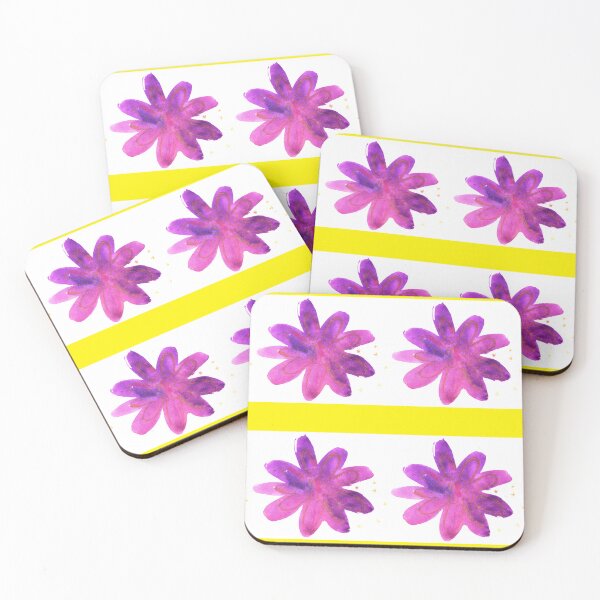 Item preview, purple floral and yellow color horizontal striped designed and sold by lausn.