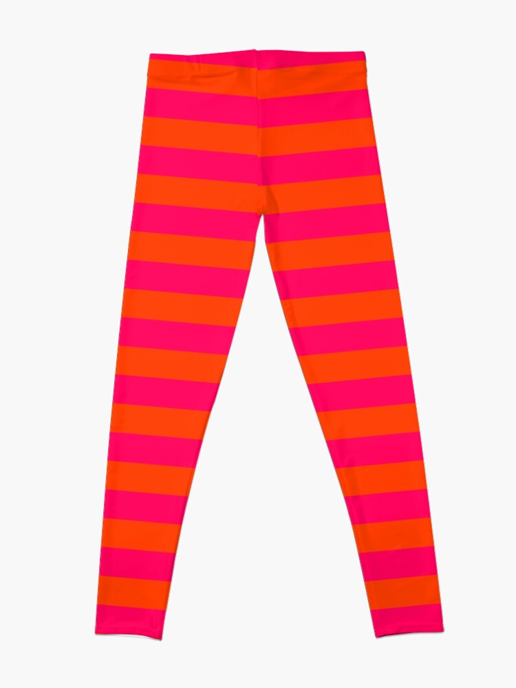 Discover Orange Pop and Hot Neon Pink Horizontal Stripes Leggings