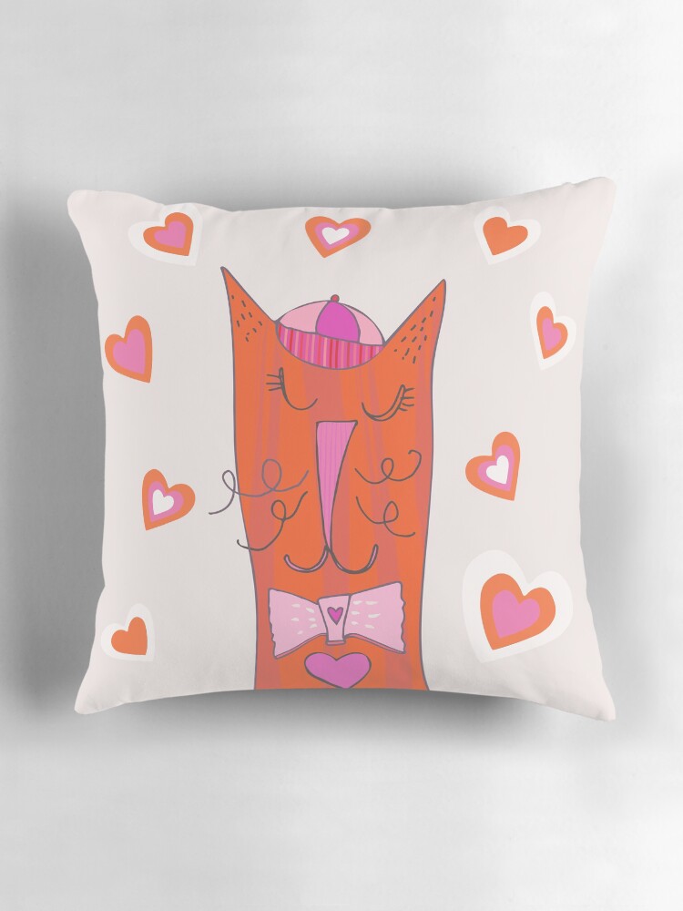 Thumbnail 3 of 4, Pillow, Happy Cat in Cap designed and sold by joanherlinger.