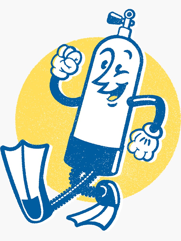 "Tanky the Scuba Tank" Sticker by HeftyLifter Redbubble