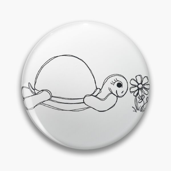 Item preview, Sketched Turtle and Flower  designed and sold by PeachBabeSuds.