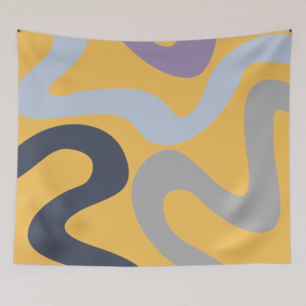 Item preview, Colorful abstract waves - yellow, blue, grey, navy blue, purple designed and sold by BattaAnastasia.