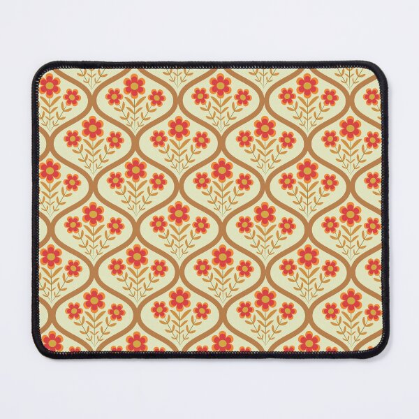 Item preview, Retro red flowers pattern on big geometric ogee shapes designed and sold by Yasminepatterns .