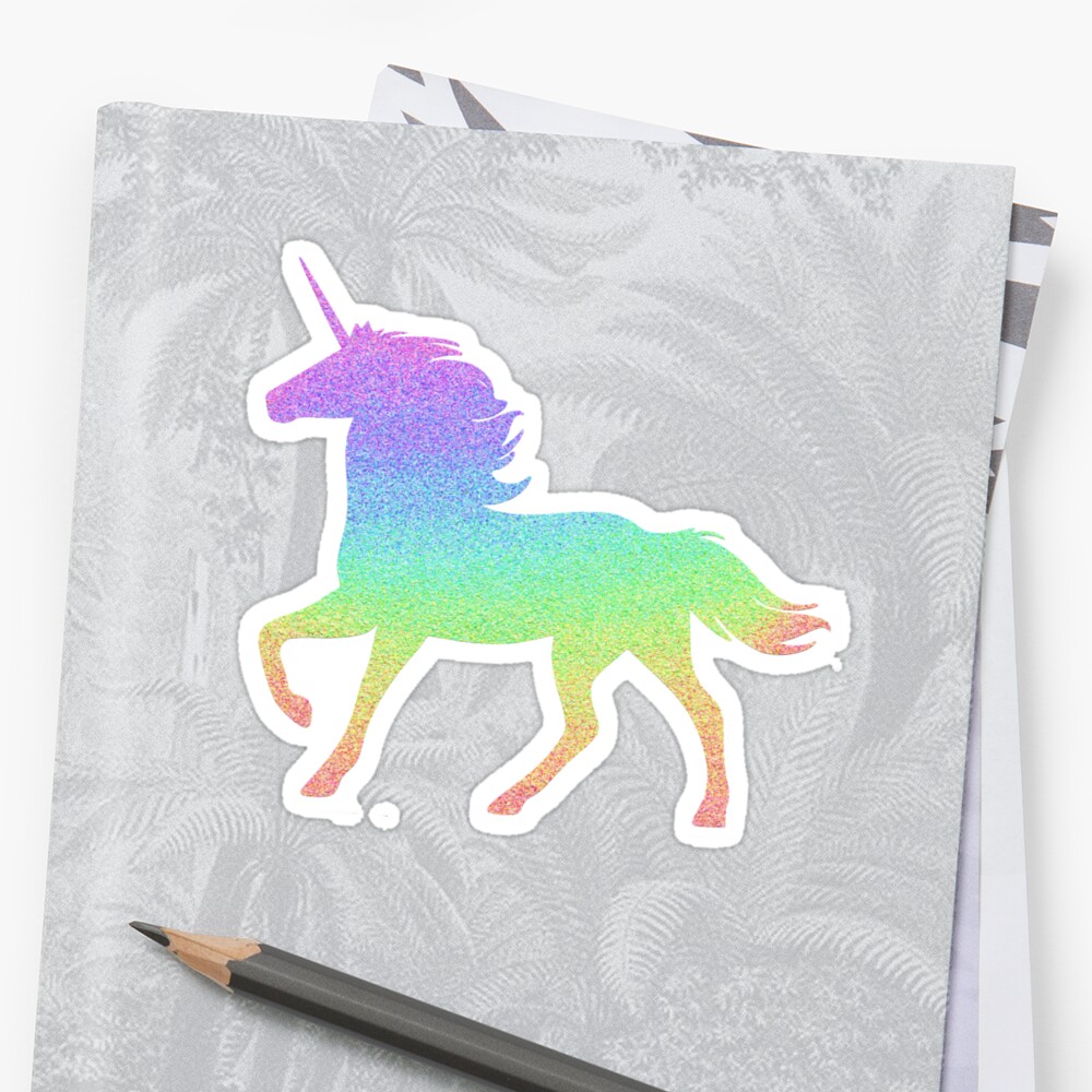 Unicorn Sparkle Glitter Rainbow Print Stickers By Thepinecones